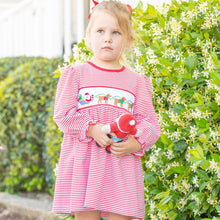 Load image into Gallery viewer, Girls Smocked Santa Dog Dress