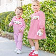 Load image into Gallery viewer, Boys Smocked Romper - Santa Dogs