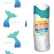 Load image into Gallery viewer, Mermaid Tail Kids Hooded UPF 50+ Sunscreen Towel