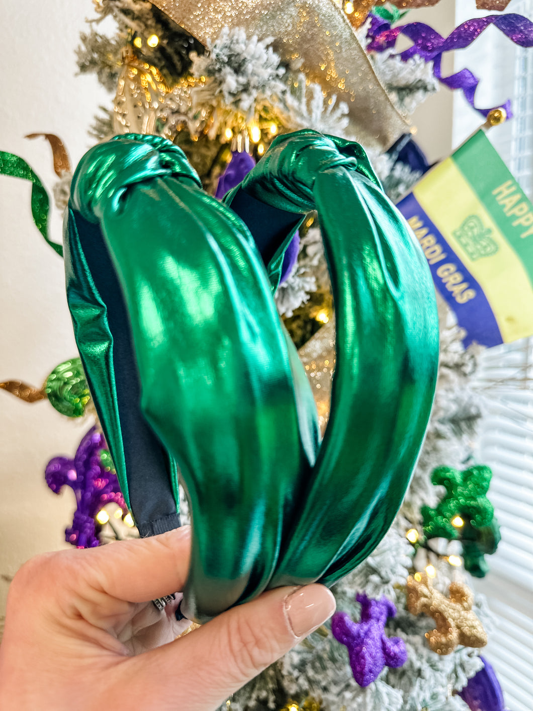 Metallic Green Knot Headband