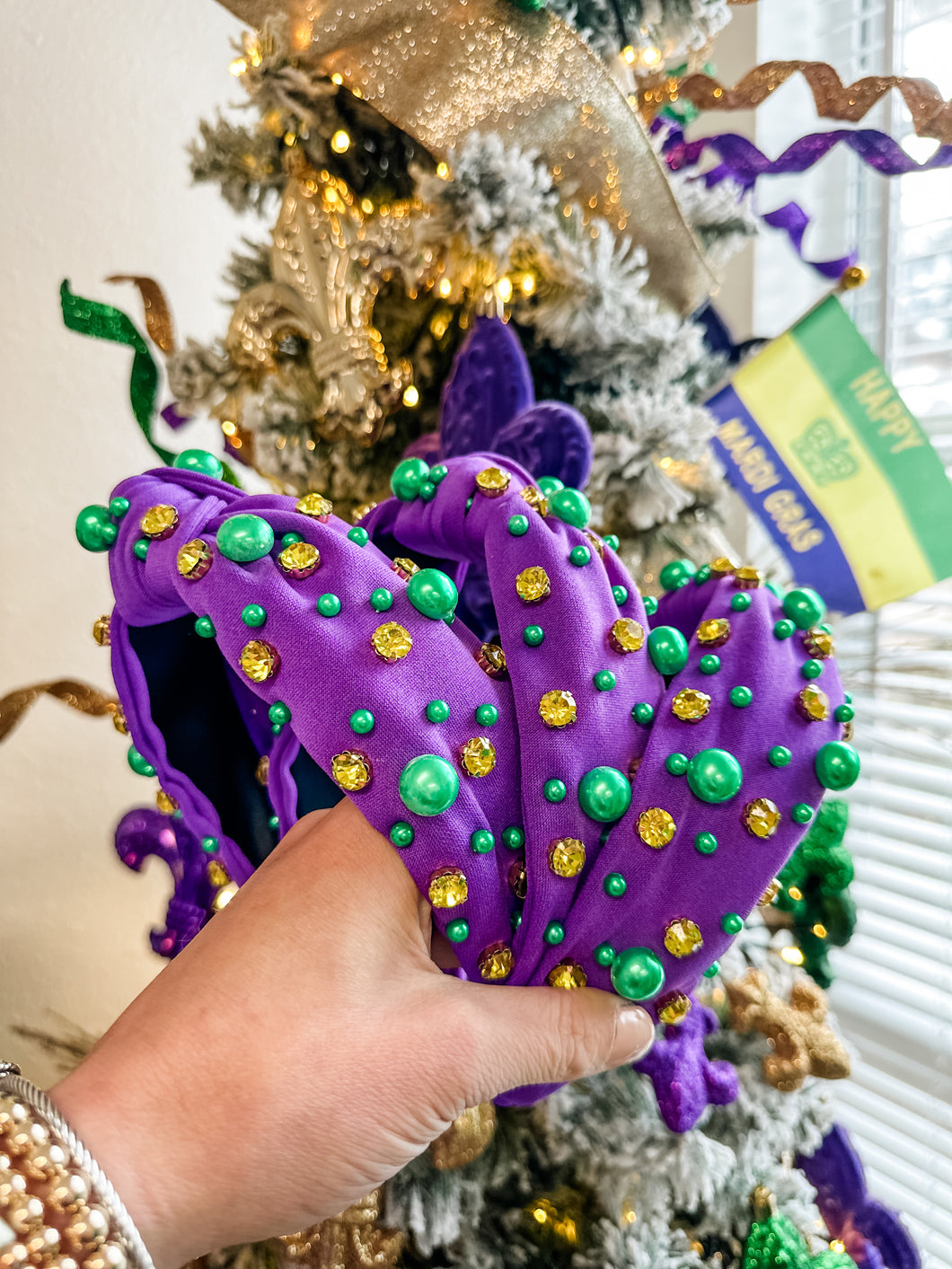 Purple Knot Mardi Gras Headband