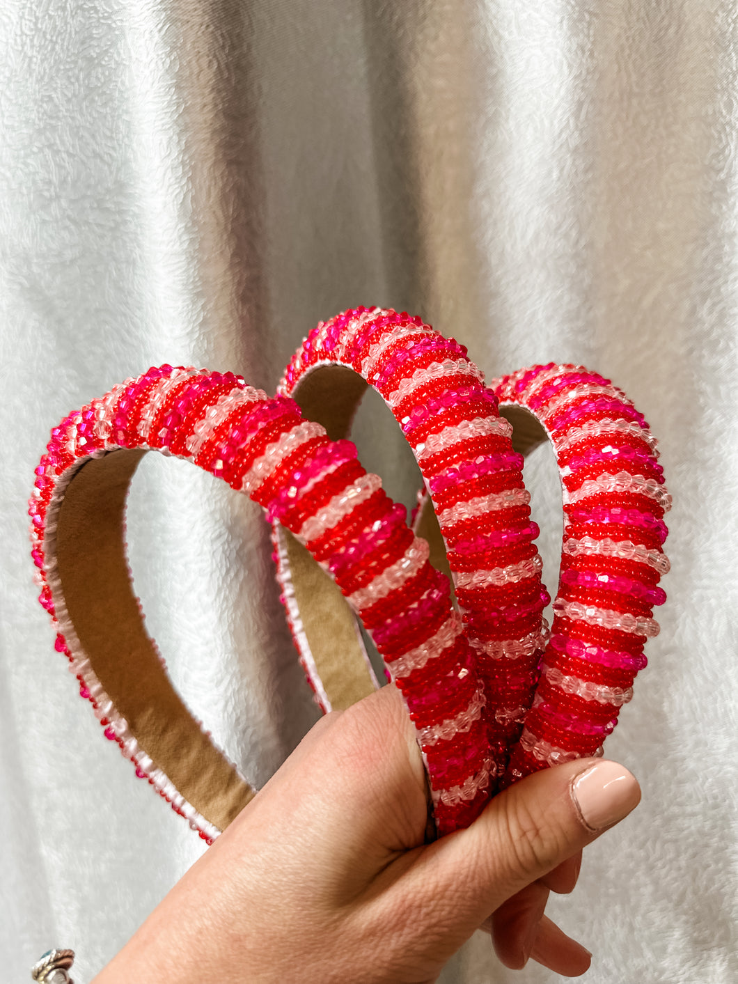 Pink & Red Beaded Headband