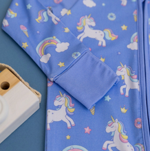 Load image into Gallery viewer, Bamboo Unicorn Zipper Romper
