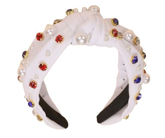 All American Girl Jeweled Headband (White)