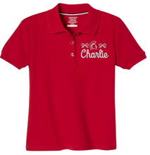 Load image into Gallery viewer, Red French Toast Girls Picot Trim School Polo
