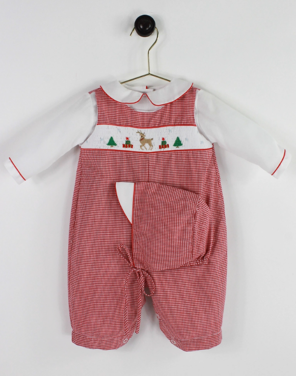 Hand Smocked Reindeer Longall