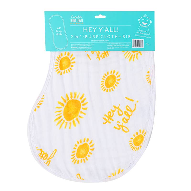 Hey Y'all 2-in-1 Burp Cloth and Bib