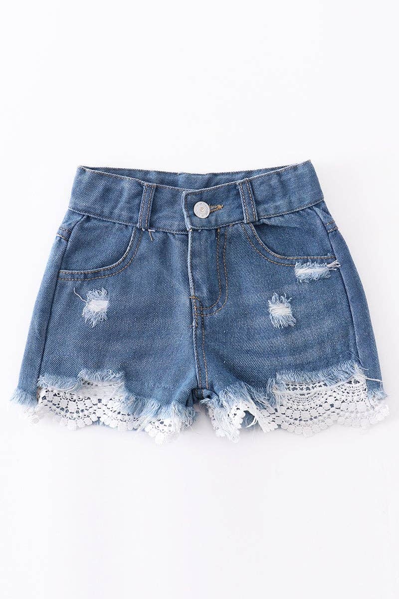 Denim Lace Shorts