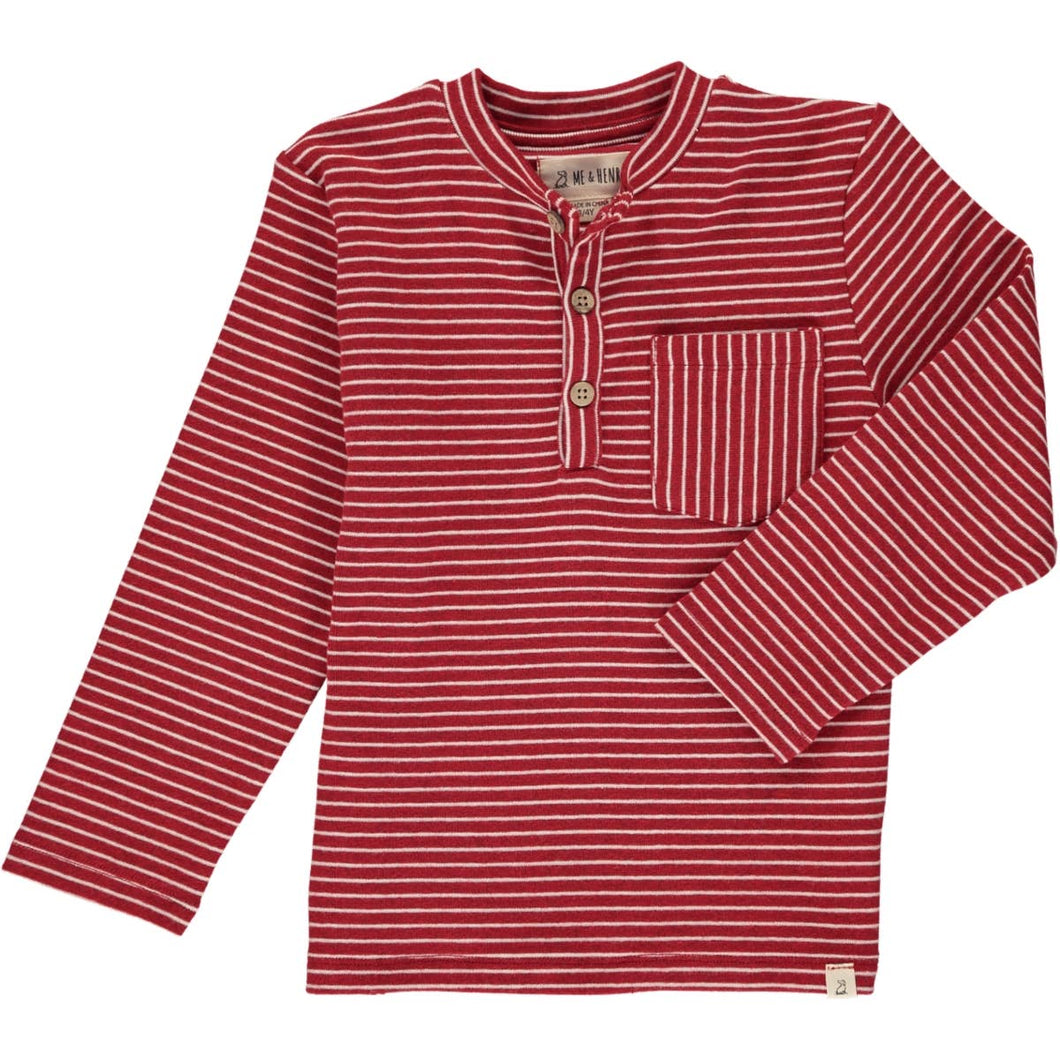 Red Striped Henley Tee