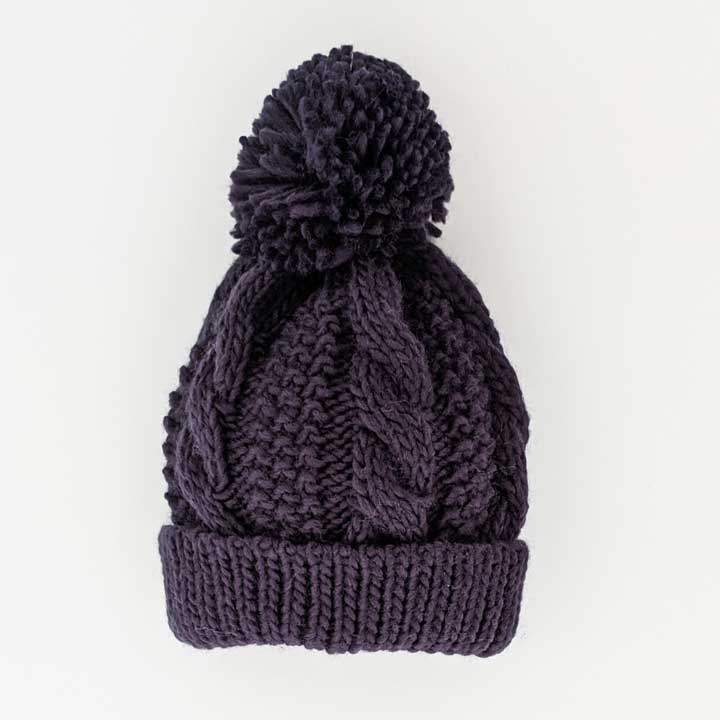 Indigo Cable Knit Beanie Hat