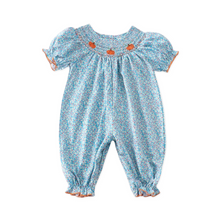 Load image into Gallery viewer, Smocked Floral &amp; Pumpkin Romper
