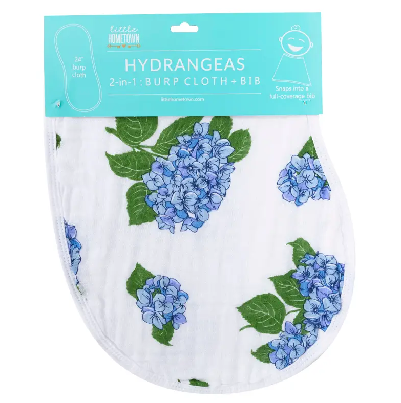 Hydrangea 2-in-1 Burp Cloth & Bib