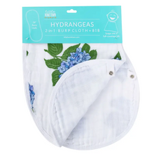 Load image into Gallery viewer, Hydrangea 2-in-1 Burp Cloth &amp; Bib
