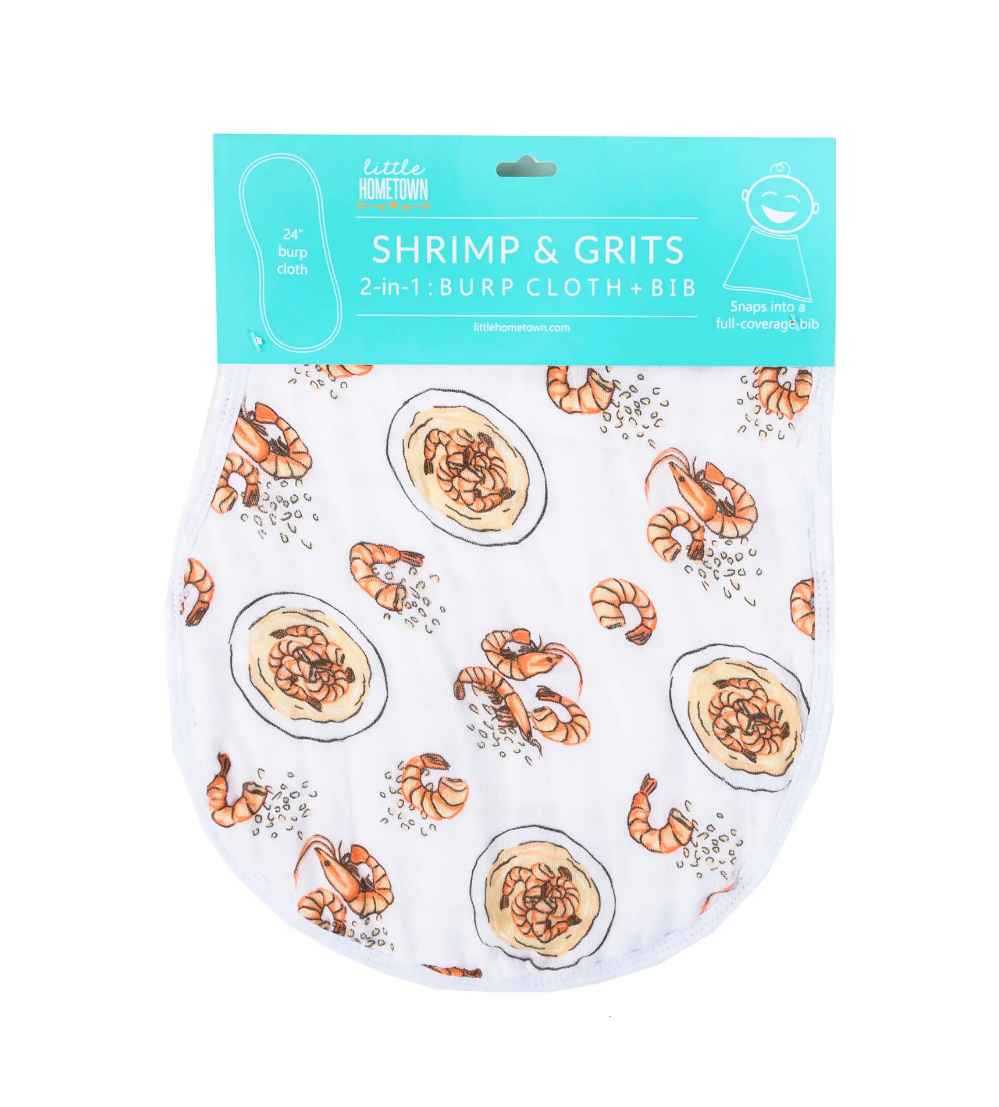 Shrimp 'n' Grits 2-in-1 Burp Cloth & Bib