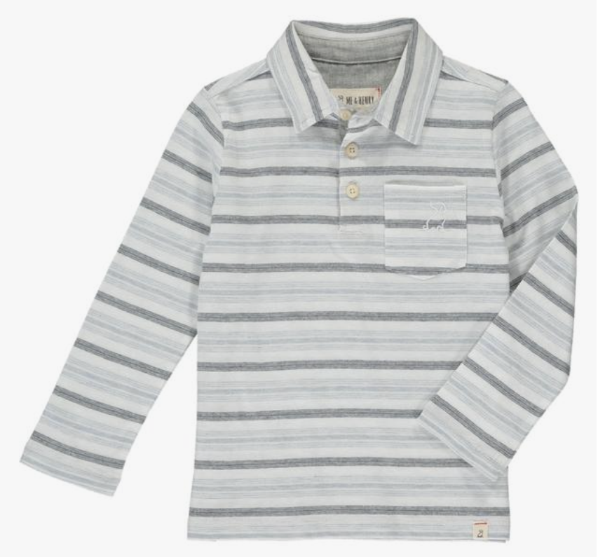 Grey Striped Polo