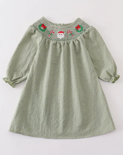 Load image into Gallery viewer, Green Santa Smocked Dress
