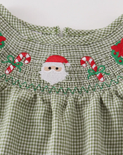 Load image into Gallery viewer, Green Santa Smocked Dress
