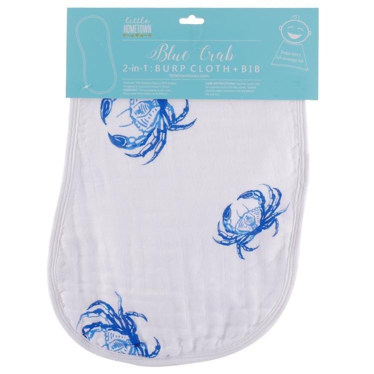 Blue Crab 2-in-1 Burp Cloth and Bib