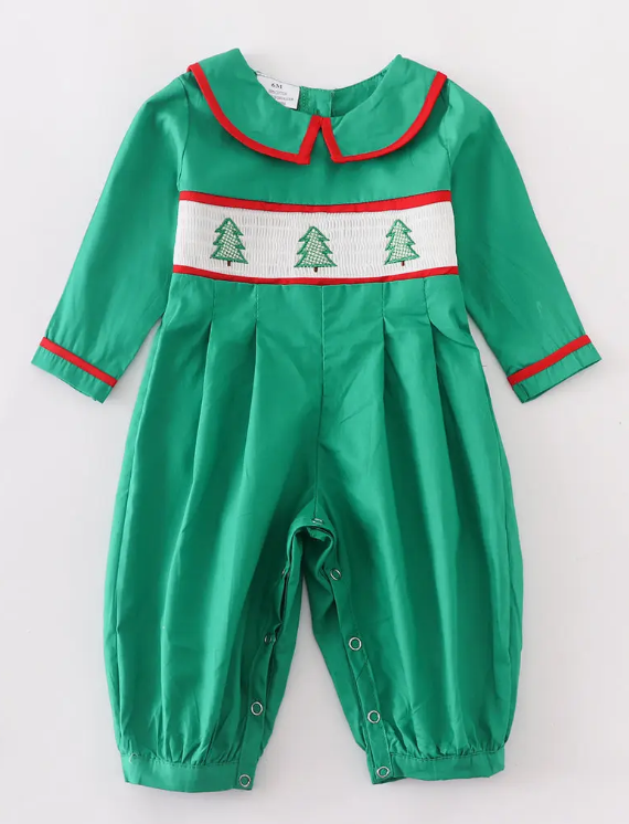 Boys Smocked Christmas Romper