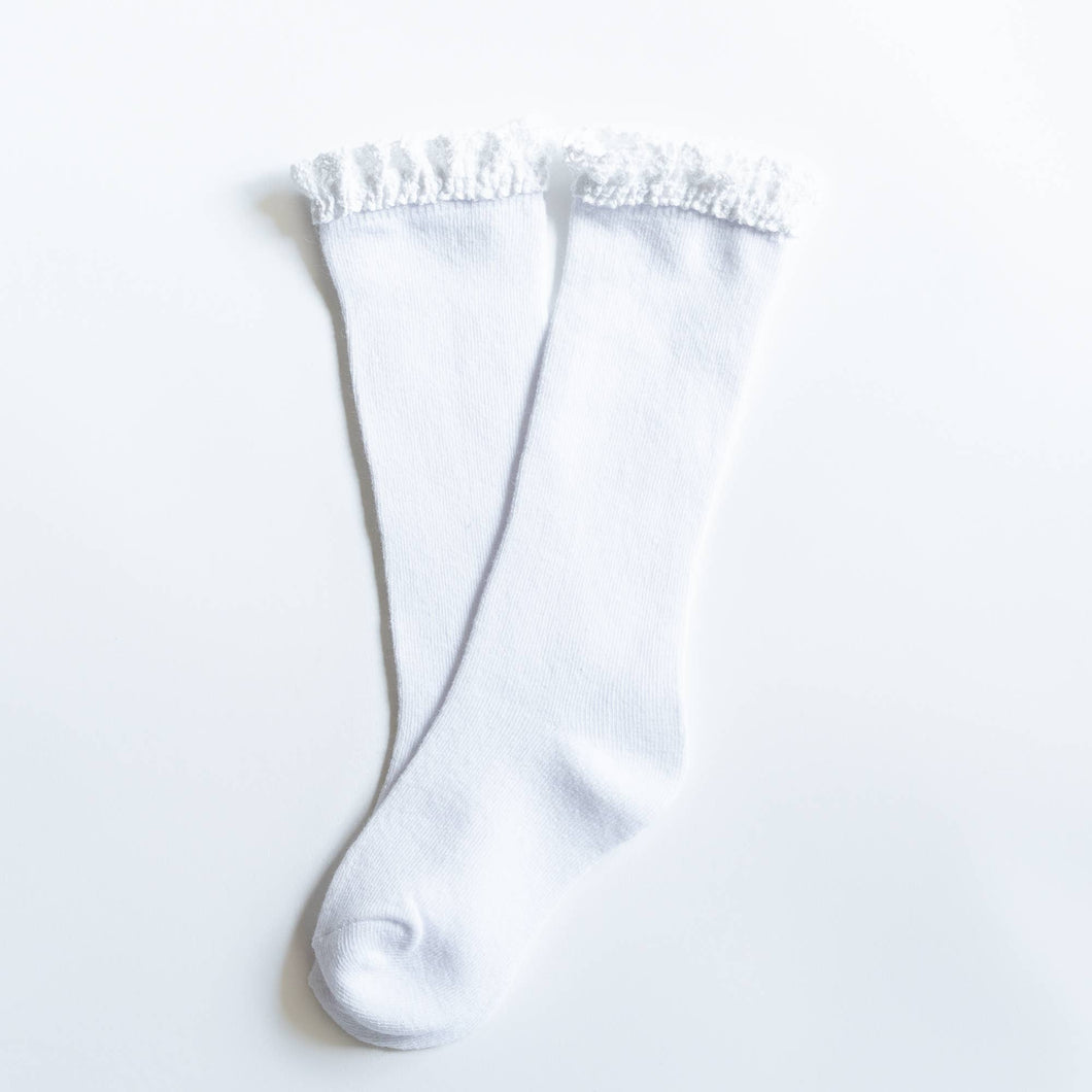 White Lace Top Knee Highs