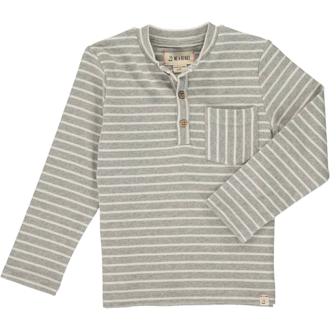 Grey Stripe Henley Tee