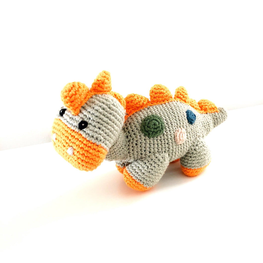 Organic Teal Dino Rattle