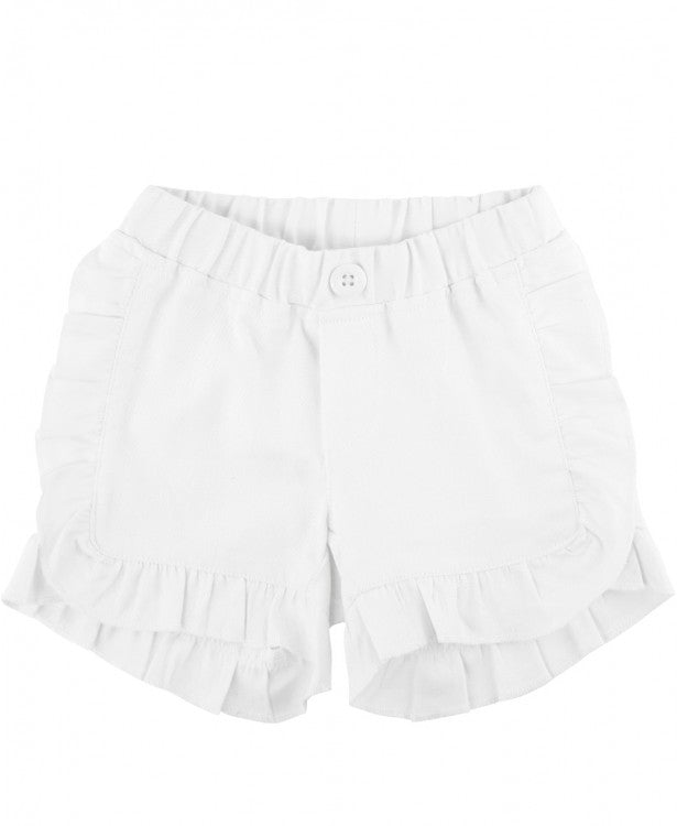 White Ruffle Chino Shorts