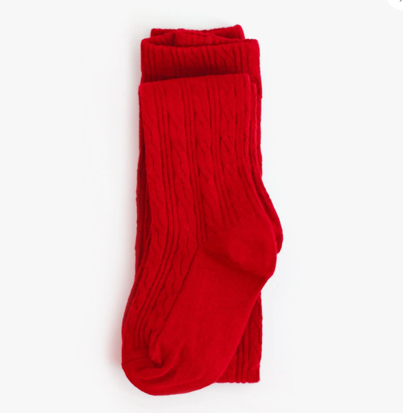 Bright Red Cable Knit Tights