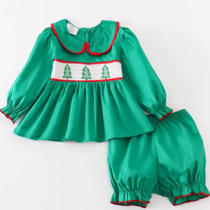 Christmas Tree Smocked Set